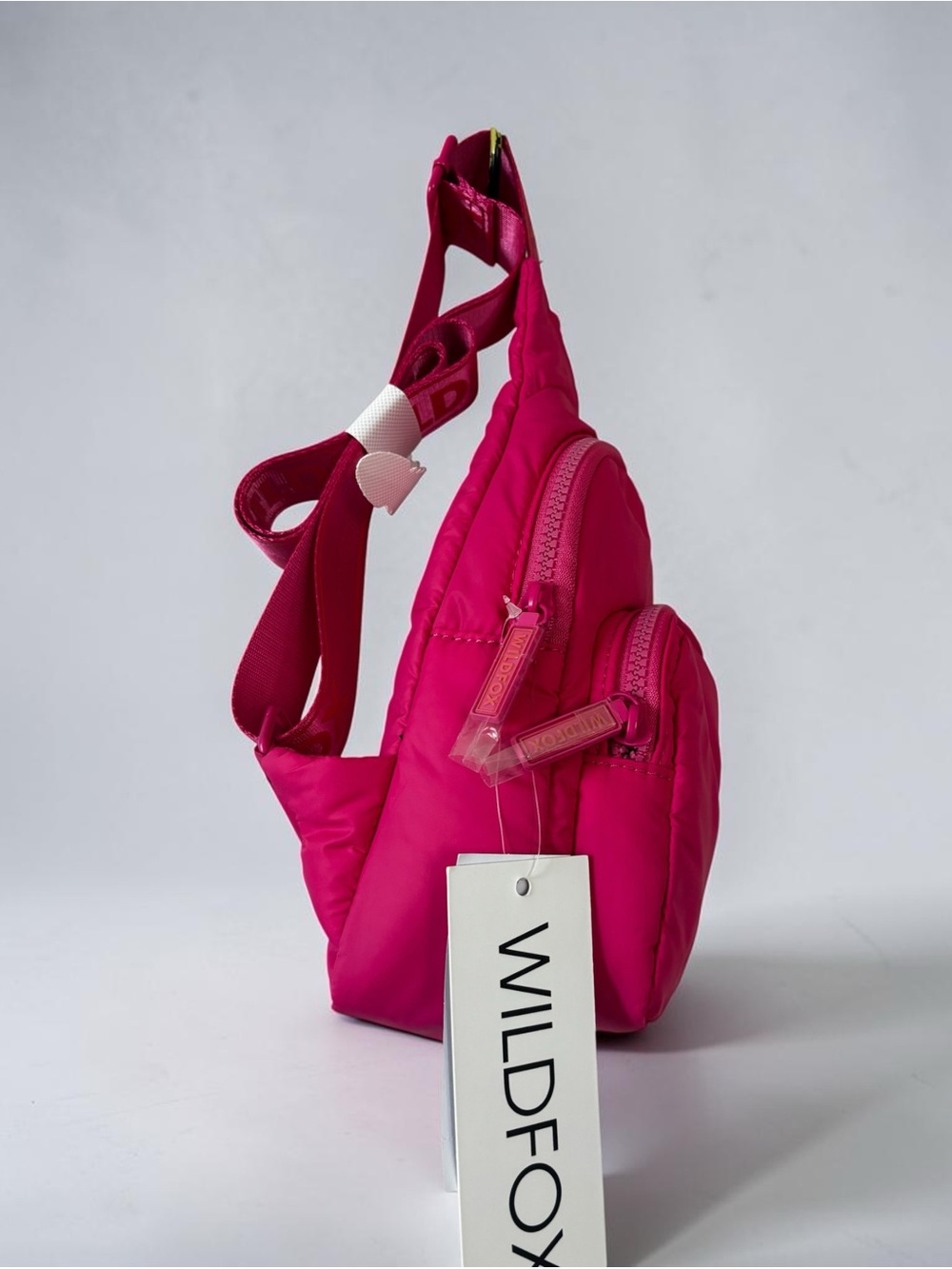 Wildfox NWT Fuchsia Sling Bag with logo adjustable guitar strap